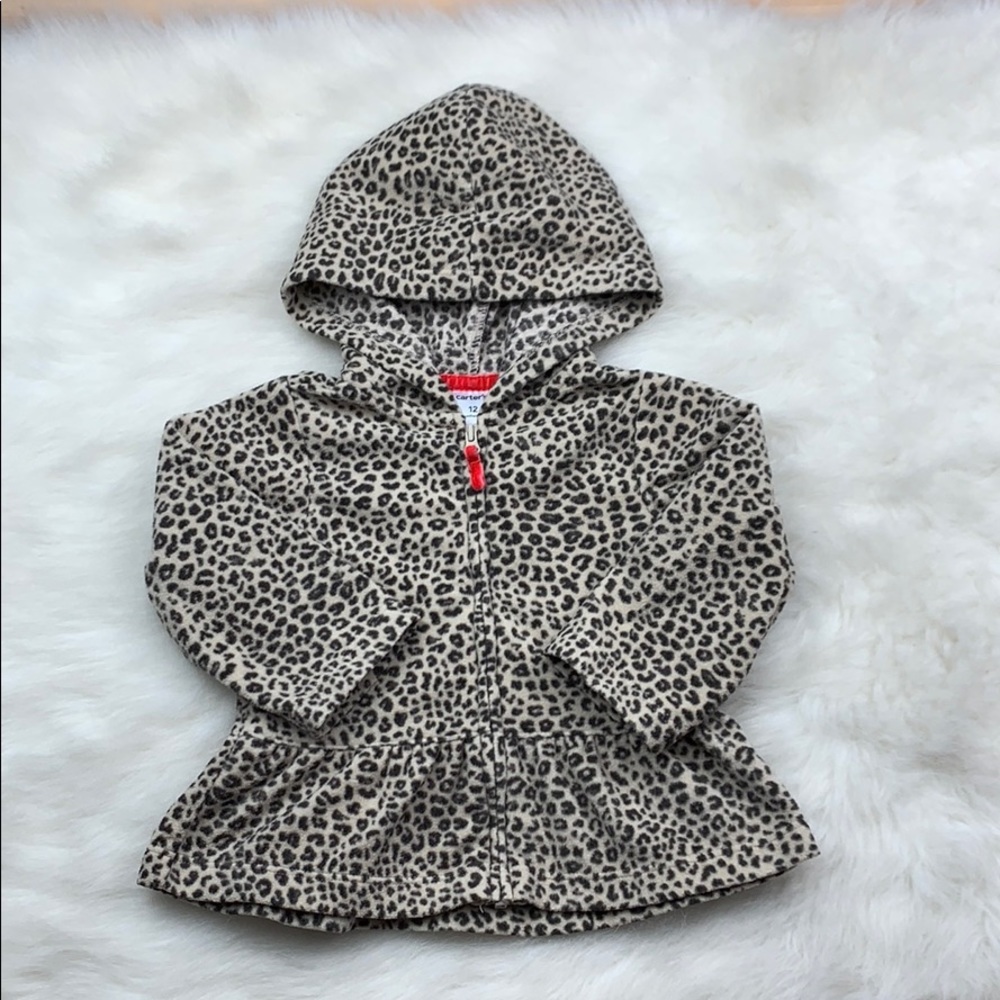 Girls Toddler Leopard Print Peplum Jacket w/ Hood